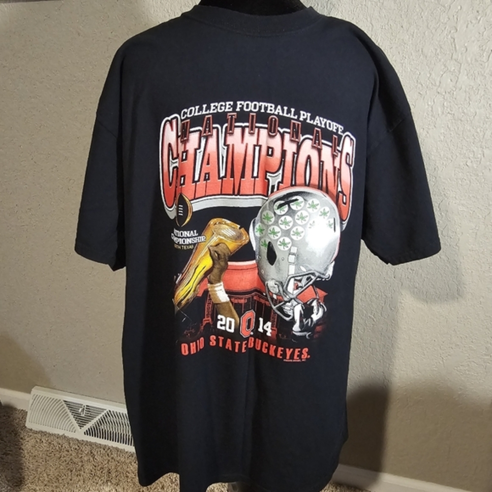 Ohio State Buckeyes 2014 National Champions Football T-Shirt Mens L‎ Black